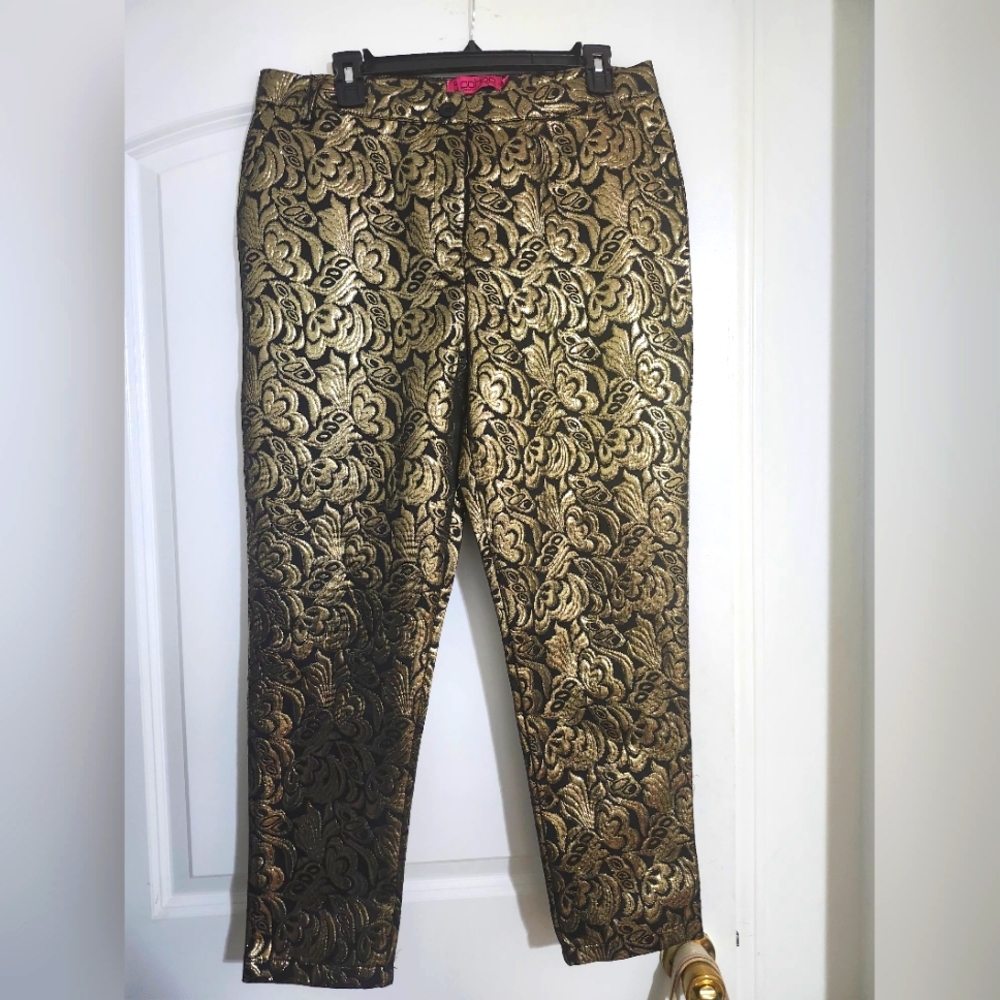 Elegant Gold Brocade Women's Pants